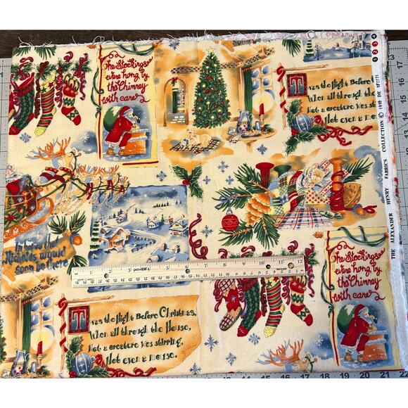 Vintage Alexander Henry "Twas the Night Before Christmas" FLANNEL 1999 - 1 yard - Picture 1 of 7